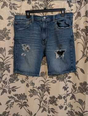 Levi's 414 Denim Jean Shorts - Ripped / Distressed Medium Light Wash - Men's 36